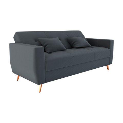 Sofá Cama Rocoo 205cm Reclinável Veludo Cinza - Sallar Home