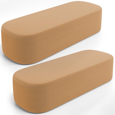Kit 02 Puffs Decorativos Orgânicos para Living Quarto 160cm Doha W01 Bouclê Mostarda - Lyam Decor