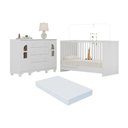 Ver imagem 1 de Berço 3 em 1 com Colchão Incluso e Cômoda 2 Portas 4 Gavetas Aurora Multimóveis Mp4774 Branco