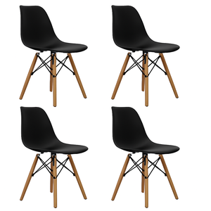 Kit 4 Cadeira Eiffel Moderno Sala Jantar Preto Base Madeira