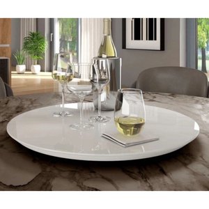 Kit com 2 Pratos Giratório Centro de Mesa Laqueado com Vidro 60 Cm