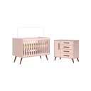 Ver imagem 1 de Berco Mini Cama Q Encanto Retro Rosa (3820.91) + Comoda Sap. 1pt/4gav Q Encanto Retro Rosa (3825.91)