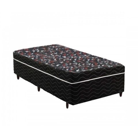 Cama Box solteiro ortopédica conjugada 88x188 Tampo Preto Matelassê