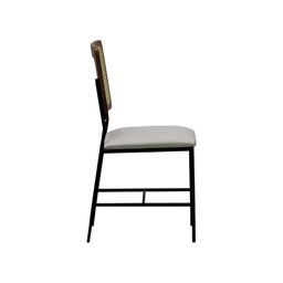 Cadeira Lyon Metal Encosto Anatômico Telinha Natural Assento Estofado - Preto/Amêndoa Corano Bruma - 5 Cadeira Lyon Metal Encosto Anatômico Telinha Natural Assento Estofado - Preto/Amêndoa Corano Bruma - 5