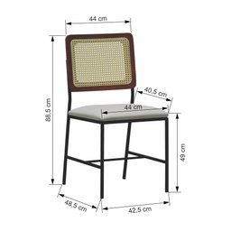 Cadeira Lyon Metal Encosto Anatômico Telinha Natural Assento Estofado - Preto/Amêndoa Corano Bruma - 2 Cadeira Lyon Metal Encosto Anatômico Telinha Natural Assento Estofado - Preto/Amêndoa Corano Bruma - 2