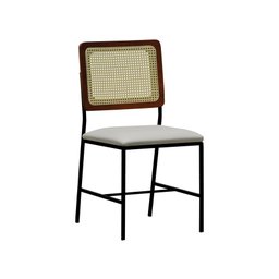 Cadeira Lyon Metal Encosto Anatômico Telinha Natural Assento Estofado - Preto/Amêndoa Corano Bruma - 1 Cadeira Lyon Metal Encosto Anatômico Telinha Natural Assento Estofado - Preto/Amêndoa Corano Bruma - 1