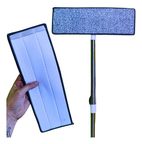 Flat Mop Tirá Pó Esfregão Microfibra C/ Balde - Rodo Limpeza - 4