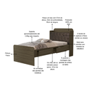 Ver imagem 3 de Cama de Solteiro Tamires com Gavetas e Bau Design Moderno Mdf com Capitonê Classico:castanho Nogal