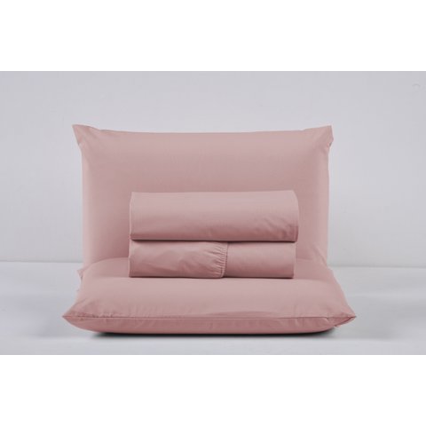 Kit Jogo Cama Casal 4 Peças 100% Algodão Percal 200 Fios Lençol com Elástico:rose