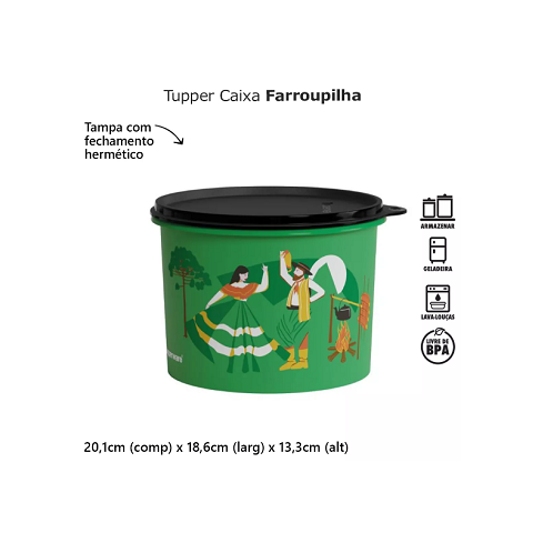 Tupperware Caixa Farroupilha 2,4l Mantimento Tampa Hermética Tupperware Caixa Farroupilha 2,4l Manti
