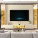 Ver imagem 6 de Painel para TV até 84 Polegadas 100% MDF com LED, Espelho, Vidro e 2 Portas 293,4x217,6x35,3cm
