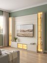 Ver imagem 1 de Painel para TV até 84 Polegadas 100% MDF com LED, Espelho, Vidro e 2 Portas 293,4x217,6x35,3cm
