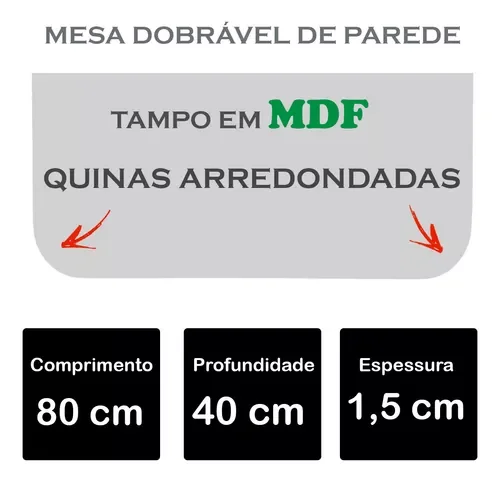 Mesa Dobrável de Parede 80x40 Articulada de Notebook Preto - 5