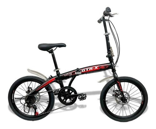 Bicicleta Gtr-x Pliage Dobrável Aro 20 Freios a Disco 7v Preto