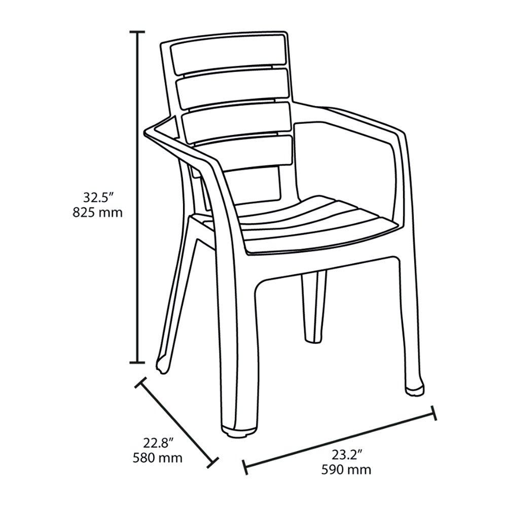 Conjunto 06 Cadeiras Plástica com Braços Baru - Mocca - 6