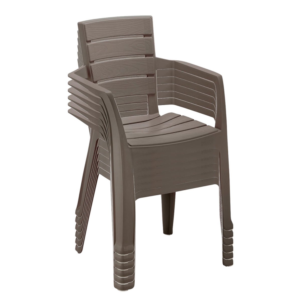 Conjunto 06 Cadeiras Plástica com Braços Baru - Mocca - 1