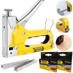 Grampeador Manual Profissional Tapeceiro Madeira Pressão Grampos 4 - 14mm + 2200 Grampos | Fertak - 7