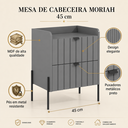 Ver imagem 2 de Mesa de Cabeceira - Industrial Retro Moriah 45cm Pés de Ferro Palito Cinza Preto