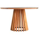 Ver imagem 2 de Mesa de Jantar Brisa Tampo Redondo Vidro Off White Base Verniz Mel 130cm - 64012