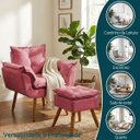 Ver imagem 5 de Kit Poltrona e Puff Alice Decorativa Confortável para Sala Recepção Manicure Quarto Tecido Suede