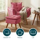 Ver imagem 6 de Kit Poltrona e Puff Alice Decorativa Confortável para Sala Recepção Manicure Quarto Tecido Suede