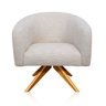 Poltrona Giratória Berlim Corano Nozes com Linho Bege A19 Base Madeira MA30 - DMOV - 2