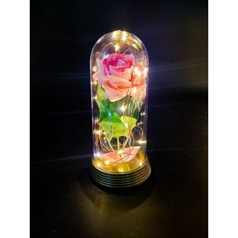 Luminária a Rosa Encantada a Bela e a Fera o Pequeno Príncipe Amor Lindo Média - Rosa