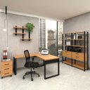 Ver imagem 1 de Mesa de Escritório em L com 2 Estantes Gaveteiro e Nicho Mdf