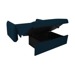 Sofá Cama para Sala de Estar Zaia com Baú Suede Matrix - Azul - 6