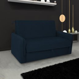 Sofá Cama para Sala de Estar Zaia com Baú Suede Matrix - Azul - 1