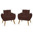 Ver imagem 1 de Kit 02 Cadeiras Poltronas Opala Suede Black Cor: Marrom