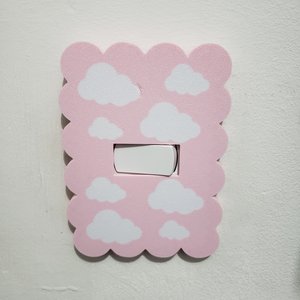 Capa Decorativa para Espelho de Interruptor, Formato Ondulado:rosa com Nuvens