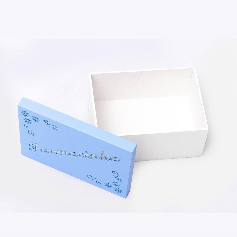 Kit com 6un de Caixa Personalizada Farmacinha 100% Mdf (17x12x08) Azul/branco - 2