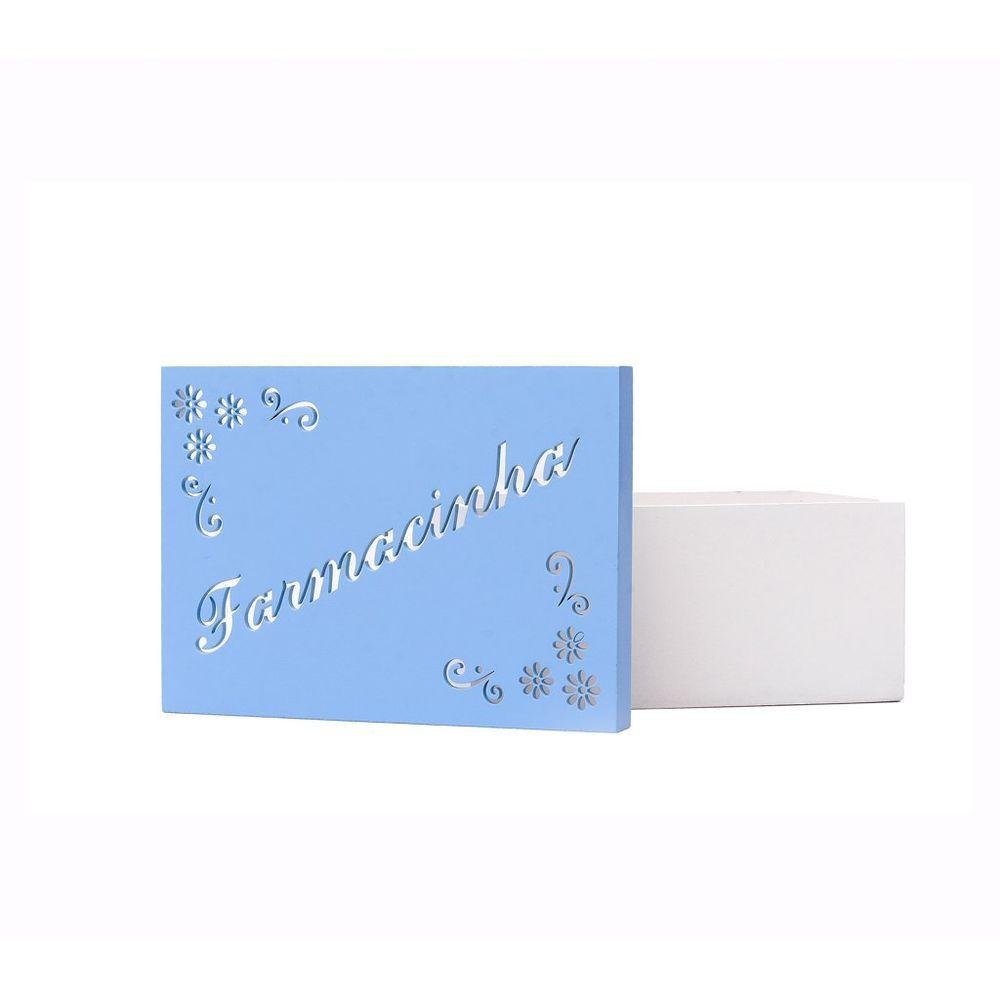 Kit com 6un de Caixa Personalizada Farmacinha 100% Mdf (17x12x08) Azul/branco - 3