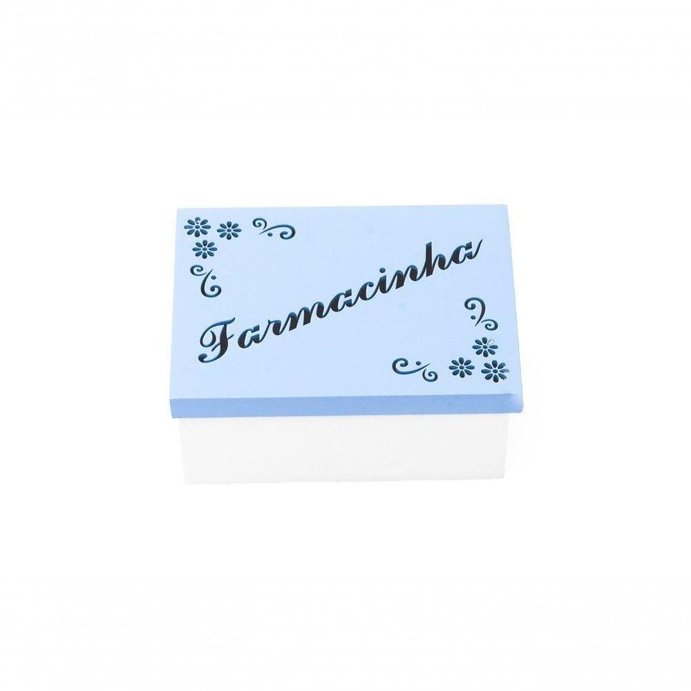 Kit com 6un de Caixa Personalizada Farmacinha 100% Mdf (17x12x08) Azul/branco