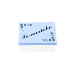 Kit com 6un de Caixa Personalizada Farmacinha 100% Mdf (17x12x08) Azul/branco