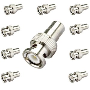 Kit C/ 10 Conectores Adaptador Bnc Macho P/ Rca Fêmea Cftv Tv Câmera Adaptador