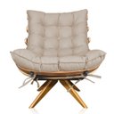 Ver imagem 2 de Poltrona Giratória Costela Suede Bege Base Madeira Ma25 Dmov