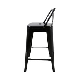 Kit 4 Banquetas Tolix Média com Encosto Pretas - 4