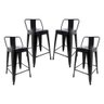 Kit 4 Banquetas Tolix Média com Encosto Pretas - 1