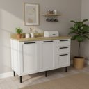 Ver imagem 6 de Balcão de Cozinha com Tampo 2 Portas e 3 Gavetas MDF 120cm Grazi Branco/Carvalho Tropical