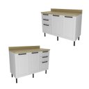Ver imagem 5 de Balcão de Cozinha com Tampo 2 Portas e 3 Gavetas MDF 120cm Grazi Branco/Carvalho Tropical