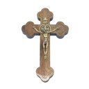 Ver imagem 1 de Crucifixo Parede Medalha São Bento Madeira Moldada Pequeno 12 Cm
