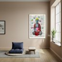 Ver imagem 2 de Quadro Buda com Borboletas e Uma Flor de Lótus - 70x50cm:moldura Preta