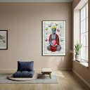 Ver imagem 1 de Quadro Buda com Borboletas e Uma Flor de Lótus - 70x50cm:moldura Preta