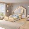 Cama Montessoriana Lift Casal e Moldura com Led New Garden Casatema MadeiraOriginals - 1