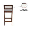 Ver mais imagens de Kit 4 Banquetas Madeira Imbuia Cozinha Encosto Palha Rattan:Imbuia com Linho Cinza