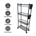 Ver imagem 3 de Carrinho Organizador 4 Prateleira Multiuso Cozinha Tempero Mantimentos Lavanderia Banheiro Higiene G