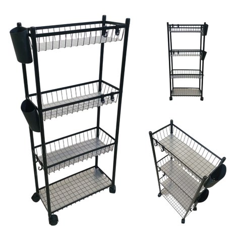 Carrinho Organizador 4 Prateleira Multiuso Cozinha Tempero Mantimentos Lavanderia Banheiro Higiene G