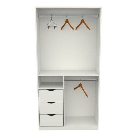Armário Cabideiro Gavet Misto M44 100% Mdf Closet Loja Arara - Branco